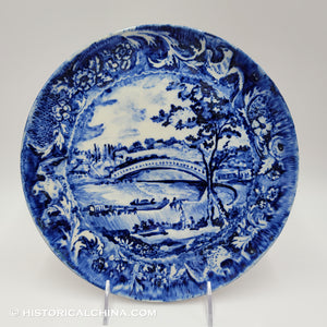 Upper Ferry Bridge 10 3/8" Plate Spread Eagle Border Historical Blue Staffordshire ZAM-410
