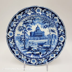 Boston State House 10 1/8" Dinner Plate Rogers Historical Blue Staffordshire ZAM-411