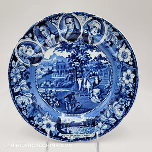 4 Medallion Niagara Sheep Shearing Aqueduct 10 1/8" Dinner Plate Historical Blue Staffordshire ZAM-307