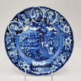 4 Medallion Niagara Sheep Shearing Aqueduct 10 1/8" Dinner Plate Historical Blue Staffordshire ZAM-307