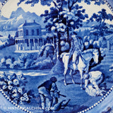 4 Medallion Niagara Sheep Shearing Aqueduct 10 1/8" Dinner Plate Historical Blue Staffordshire ZAM-307